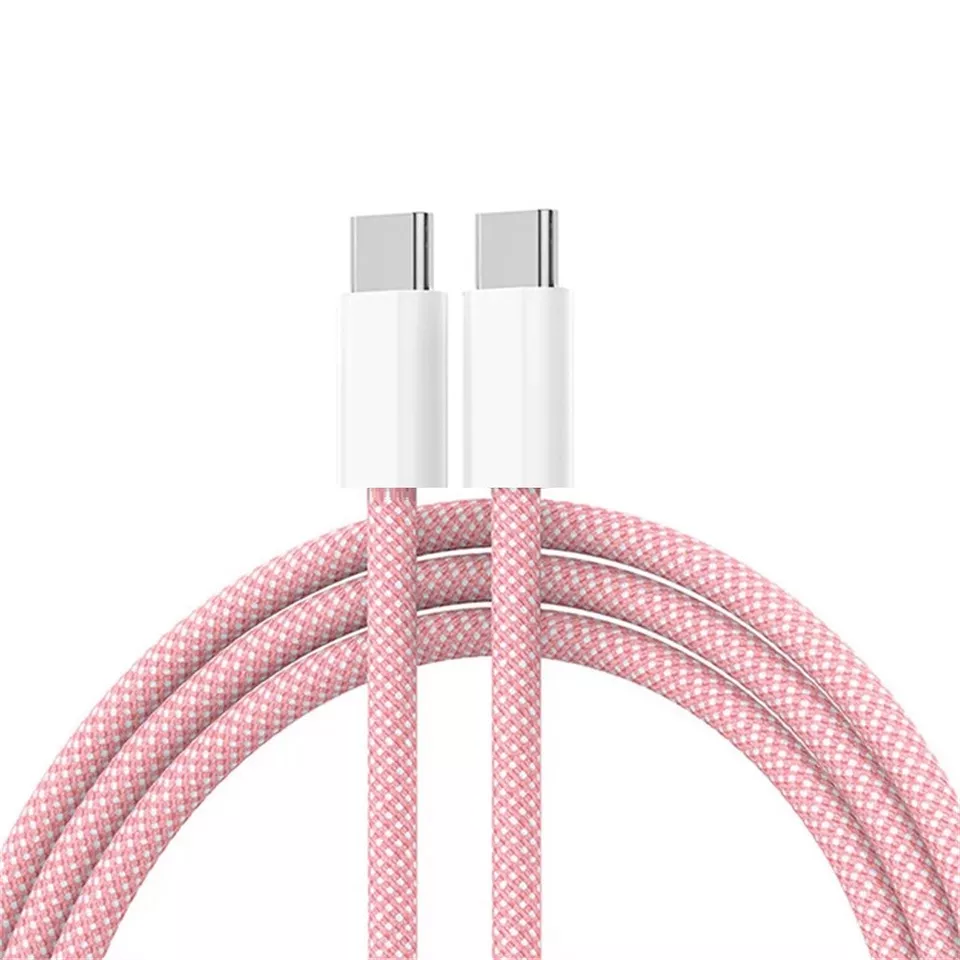 1PCS New Braided Pink C-Type C Charging Data Sync Cable Cord