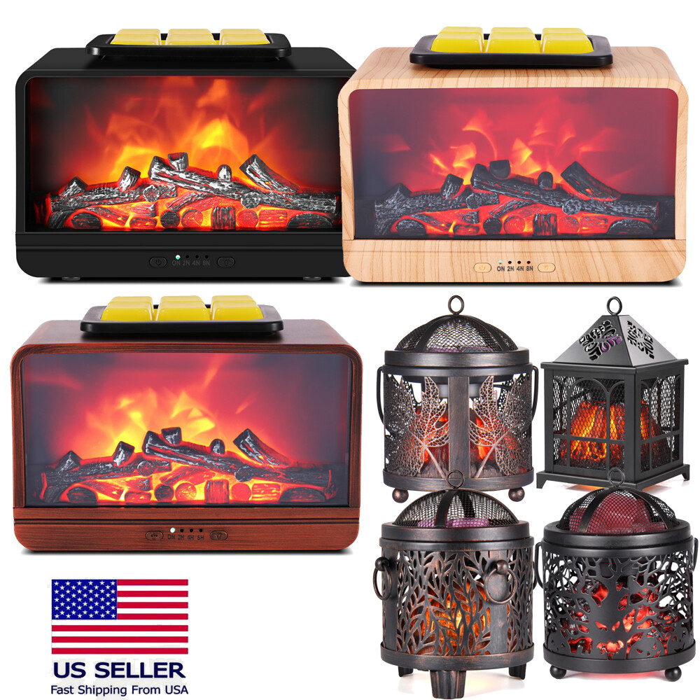 Fireplace Wax Melt Warmer Electric Dynamic Flame Wax Melter PTC Heating Timer