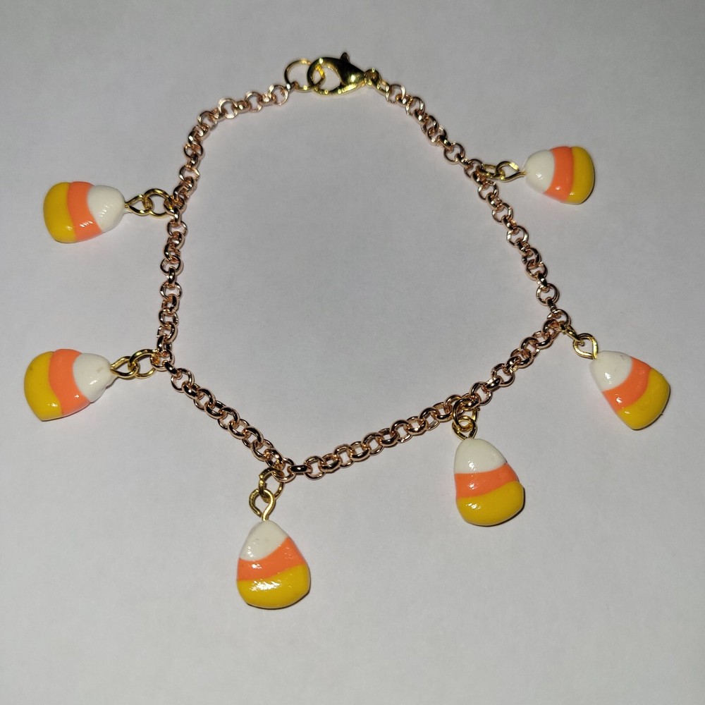 Candy Corn Bracelet Gold Tone Candy Fall Fun Gift