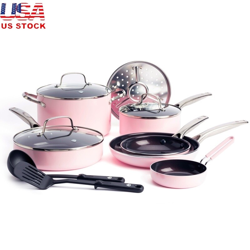 Toxin-Free 12-Piece Ceramic Nonstick Cookware Set Dishwasher Safe