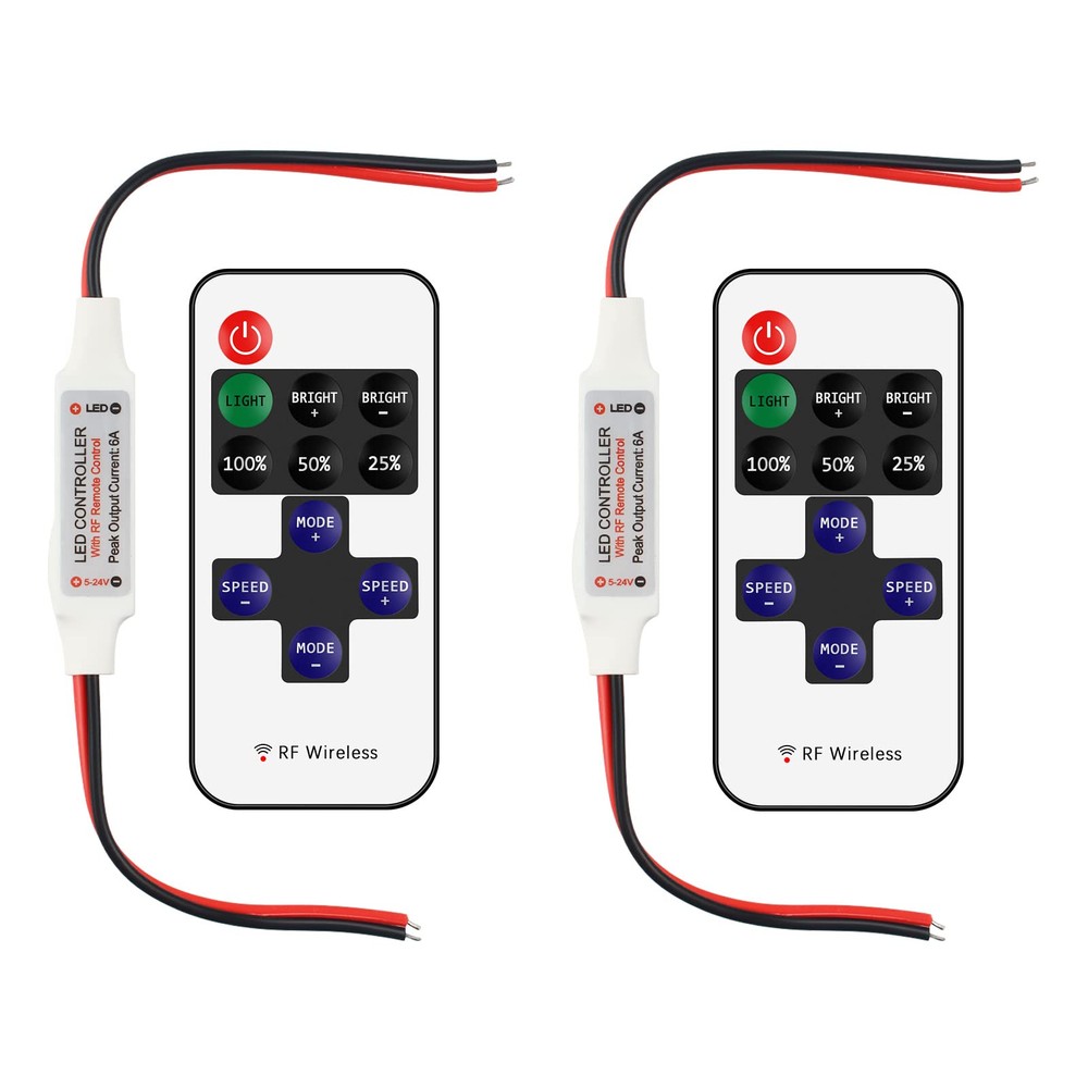 2 Pack RF Wireless Remote Controller, DC5V-DC24V Single Color 5050 3528 5630 ...