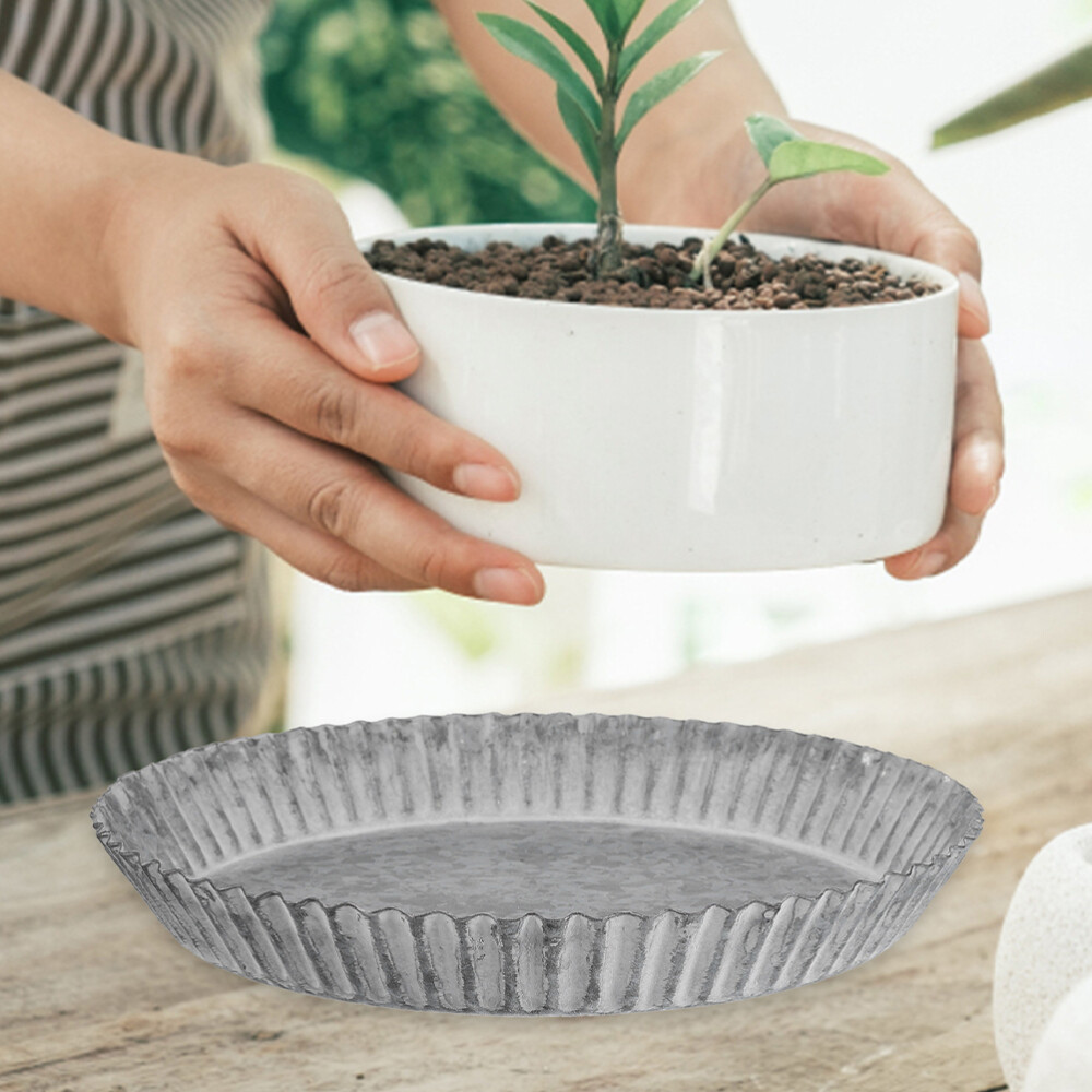 2 Pcs Galvanized Metal Plant Saucer Bowl Retro Flower Pot Tray