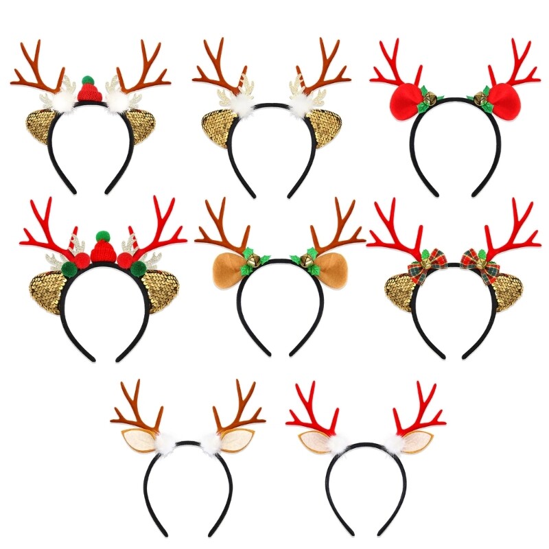 Christmas Celebration Antler Headband with White Detail for Themed Parties