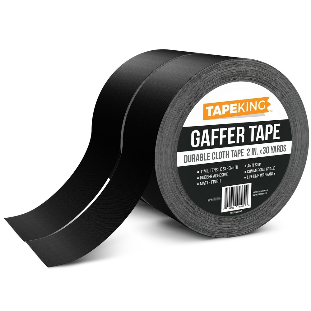Gaffers Tape 2-Roll Pack- 2” W x 30 Yards Per Roll (180 ft) - Cloth Matte Bla...