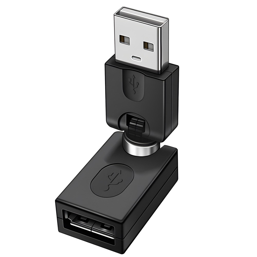 Black USB 2.0 Male to Female 360° Rotatable Extension Cable