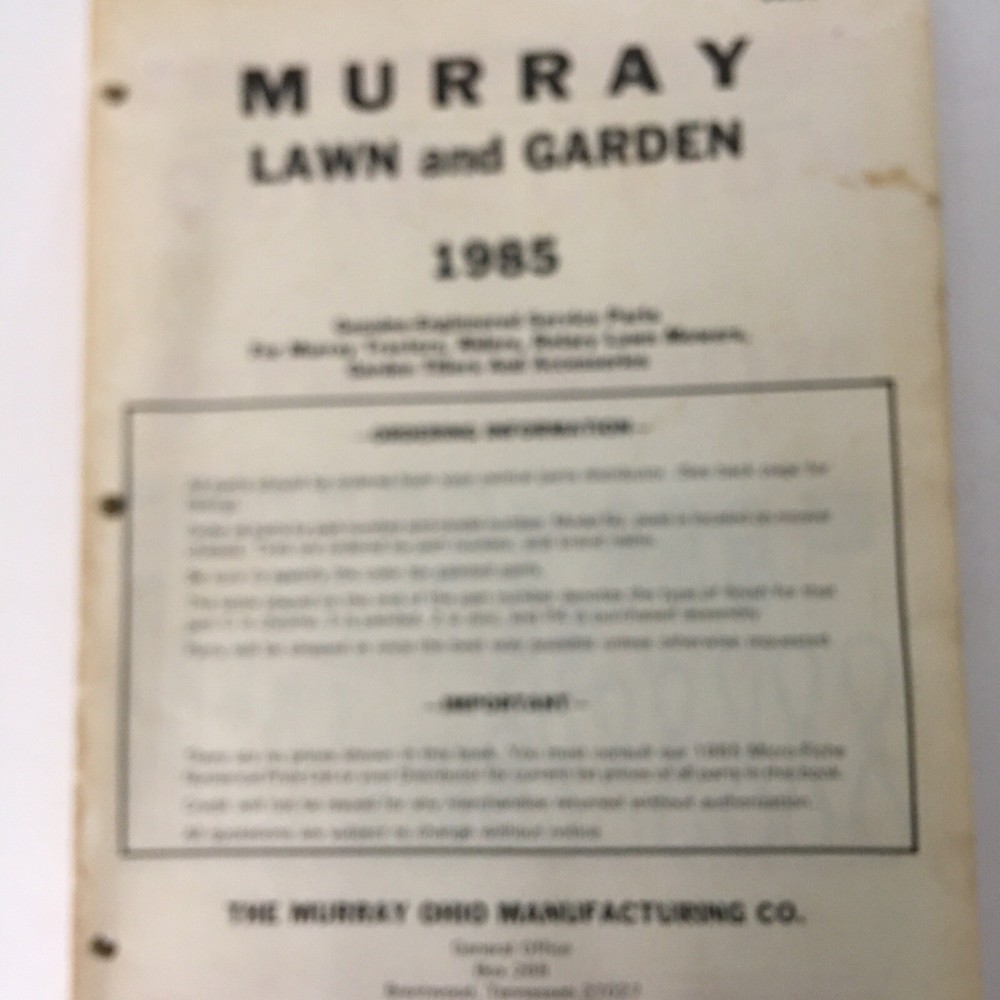 Murray 1985 Lawn & Garden  Parts Manual
