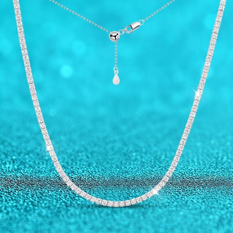 2mm D Color VVS1 Moissanite Women Tennis Chain Necklace S925 Silver Pass Tester