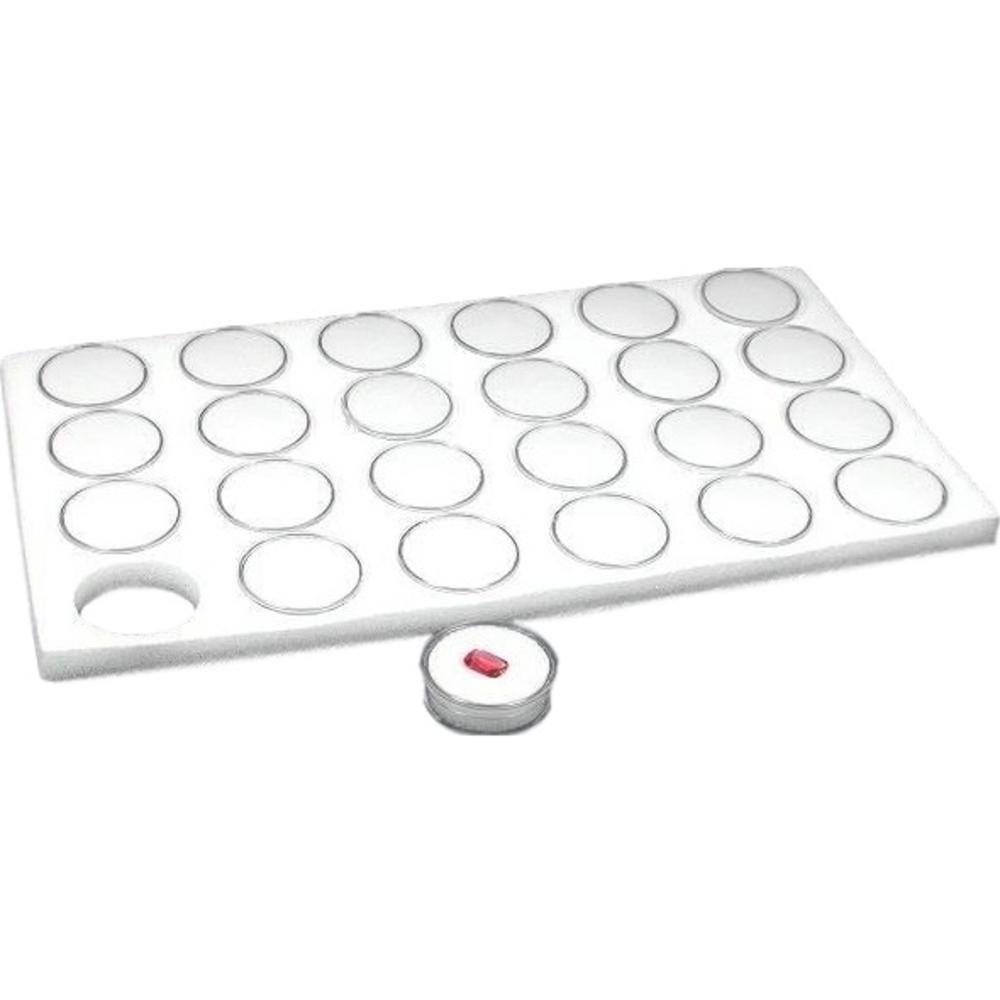 24 Gem Jars Gemstone Tray White Showcase Travel Display