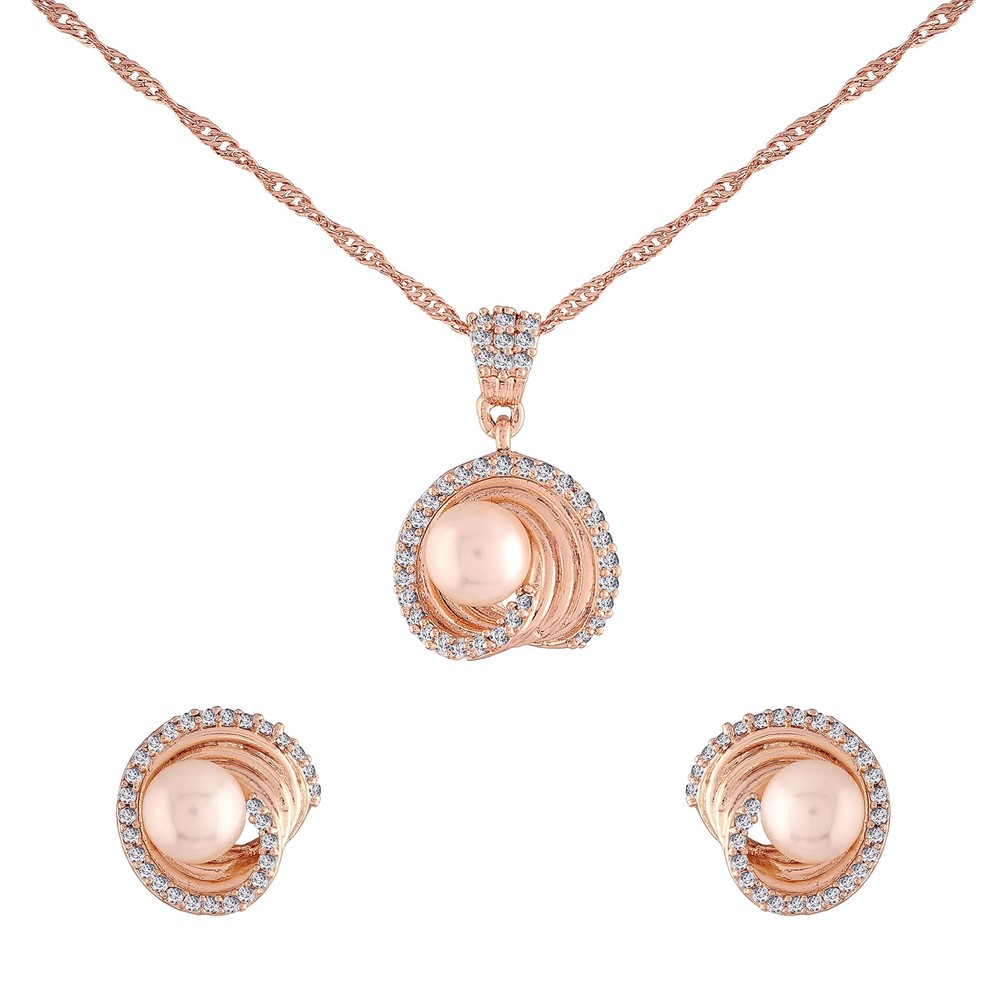 Elegant Cubic Zirconia Pendant Necklace Set for Women and Girls
