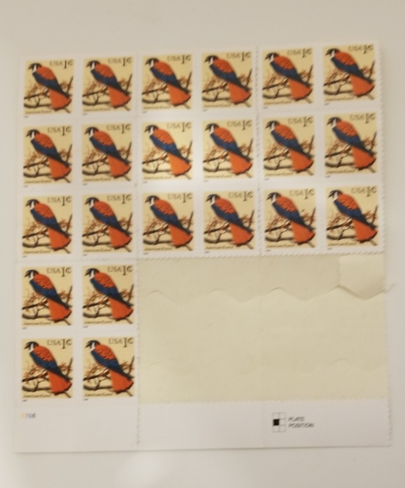 Red and Blue Bird 1 cent stamps unused stamps