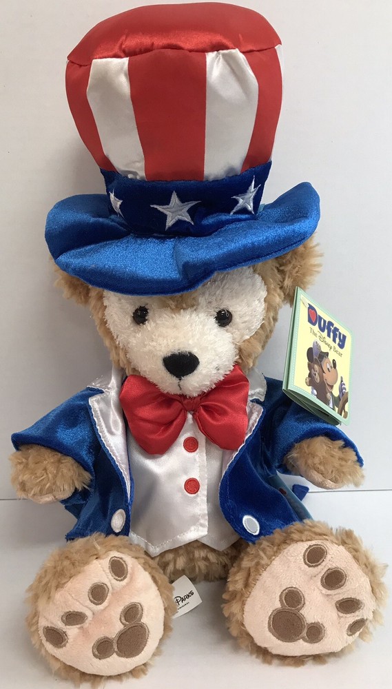 Disney DUFFY Americana Teddy Bear 2011 USA Hidden Mickey Red White Blue Rare
