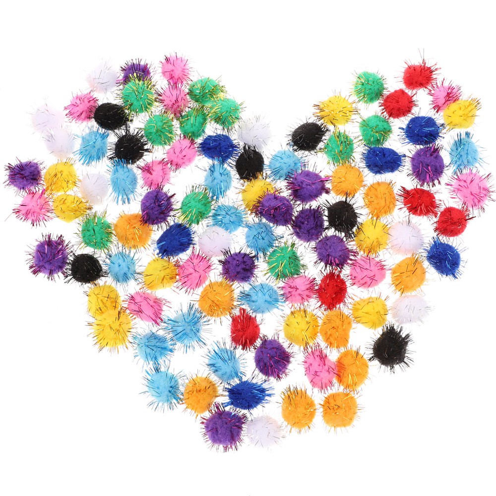 100 soft plush pompom balls for cats - assorted colors, fun indoor play toys