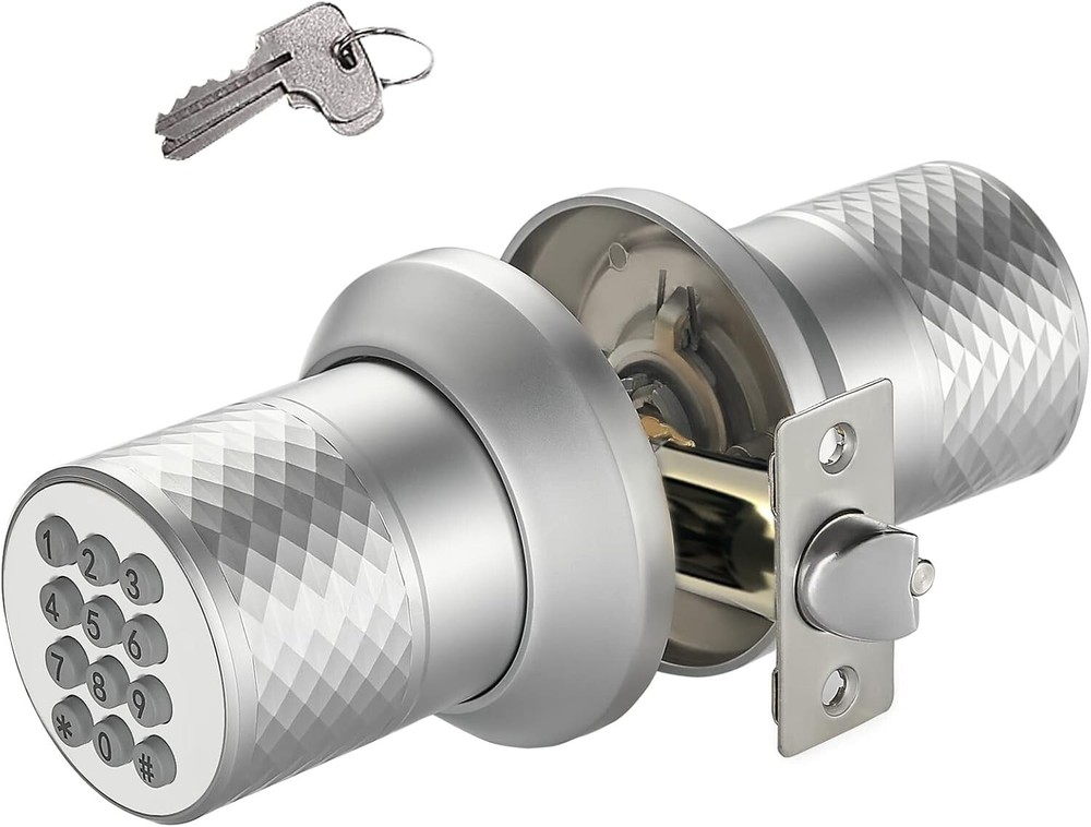 Smart Electronic Keyless Entry Door Knob with Anti-Slip Keypad