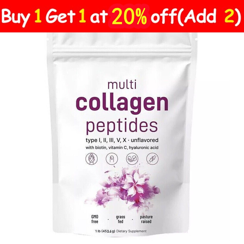 (Type I,II,III,V,X) Multi Collagen Peptides Powder-Hydrolyzed Protein PeptidesUS