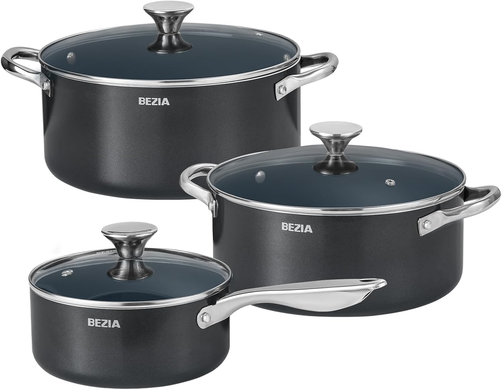 6-Piece Stackable Induction Cookware Set with 6Qt & 4.8Qt Pots