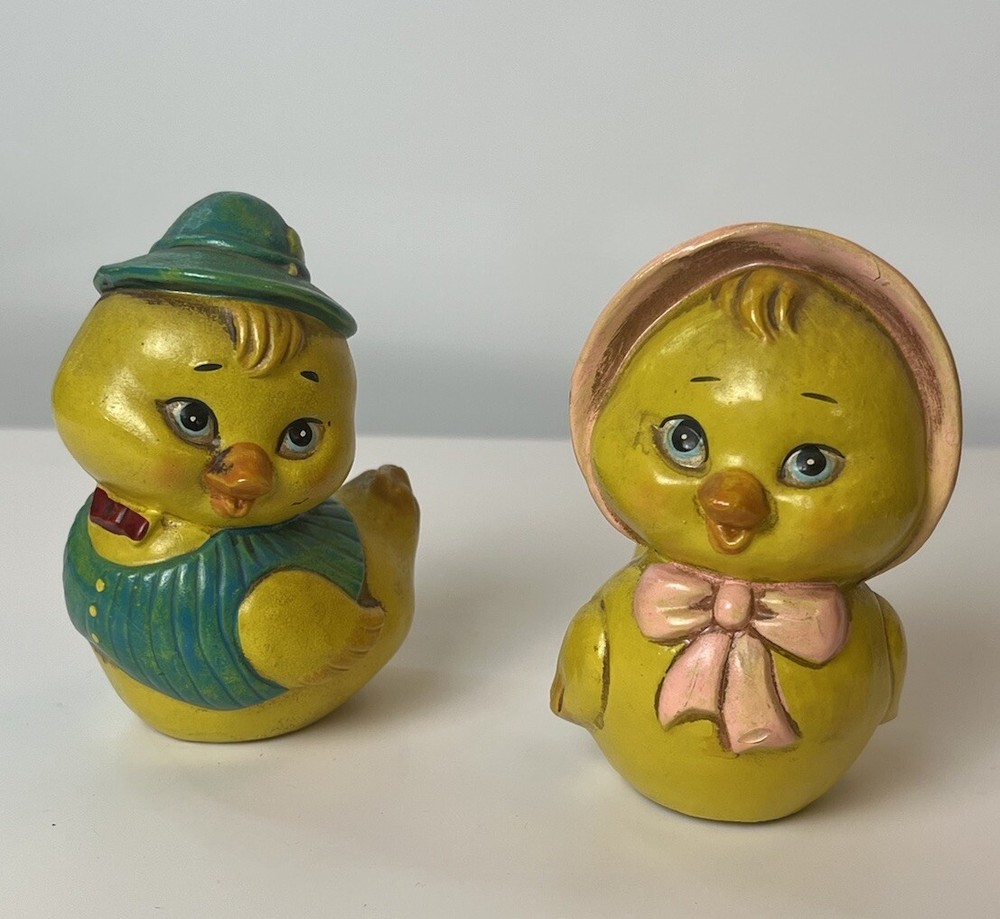 Vintage Baby Duck Duckling Boy & Girl Japan Anthropomorphic 70's Easter Hat Vest