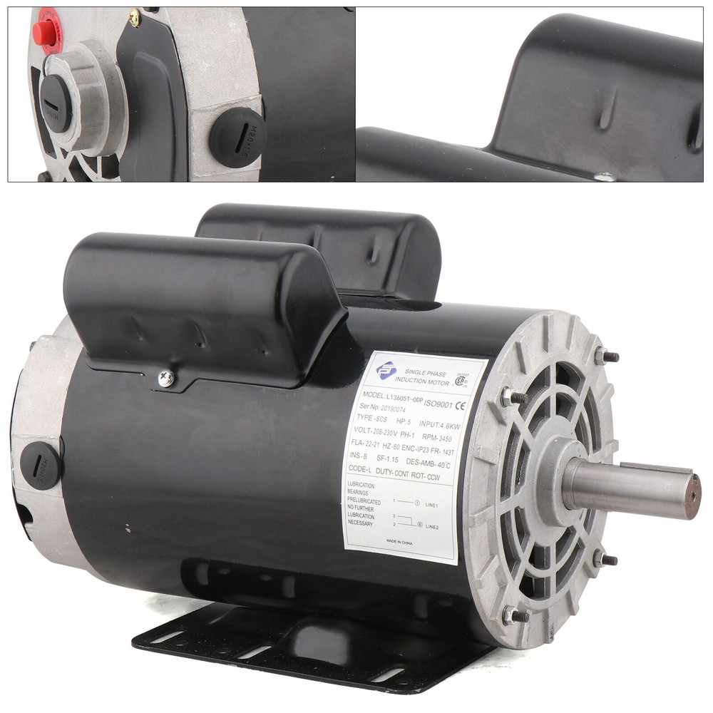 5HP Air Compressor Electric Motor 3450RPM Single Phase 7/8