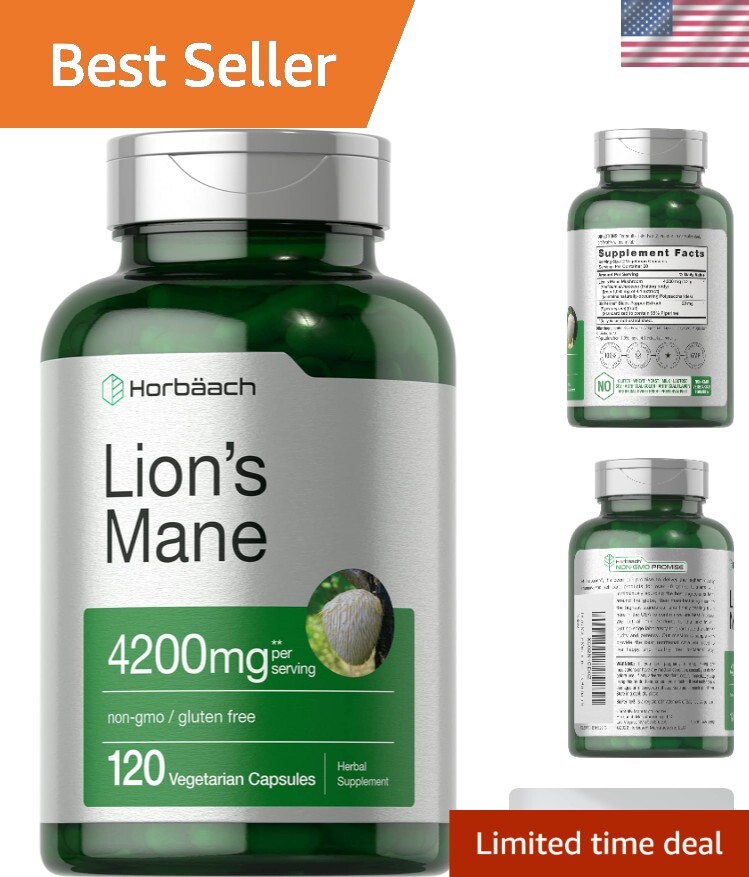 Vegetarian Lion's Mane Mushroom Capsules – 4200mg Cognitive Health Supplement