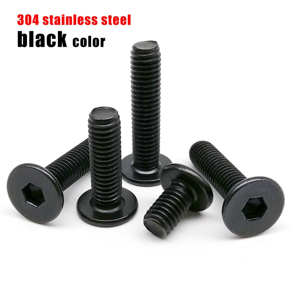 Black Stainless Steel Hexagon Hex Socket Ultra Thin Flat Wafer Head Screw Bolt