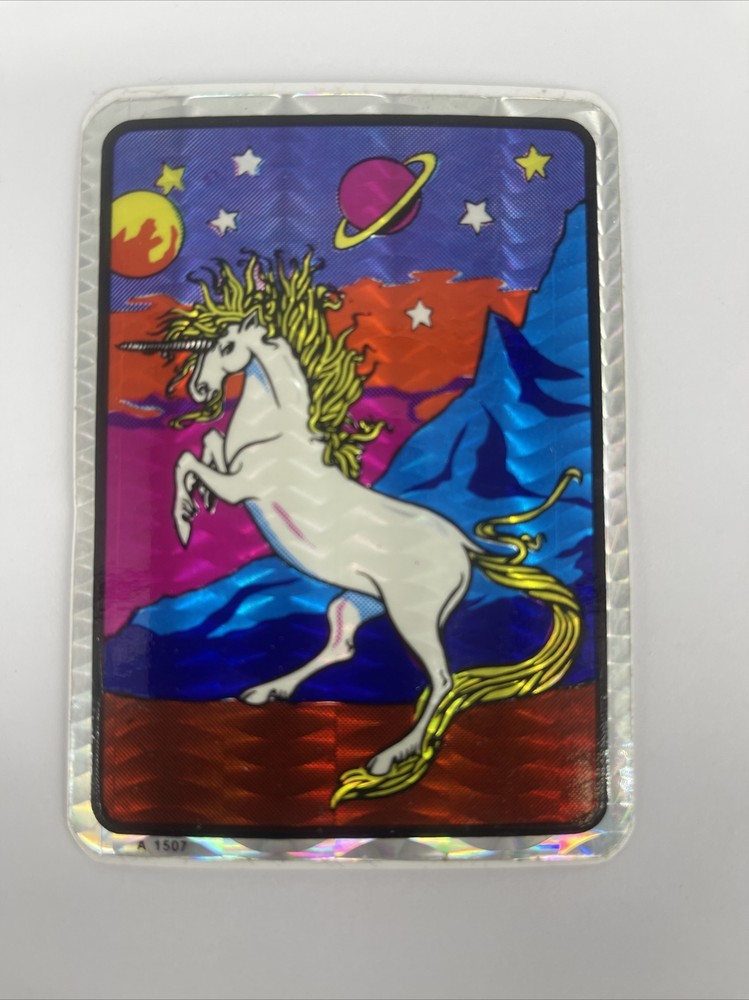 RARE Vintage 1980s Unicorn Planet Prism Vending Machine Sticker Selectra A 1507