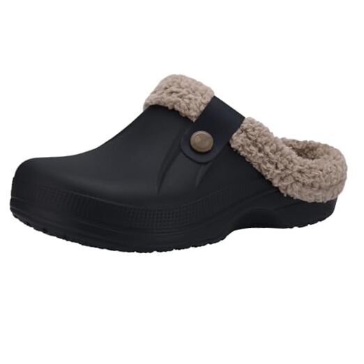 Waterproof Fur Lined Clogs for Women & Men in Black or Khaki Sizes 8.5-9W/7-7.5M