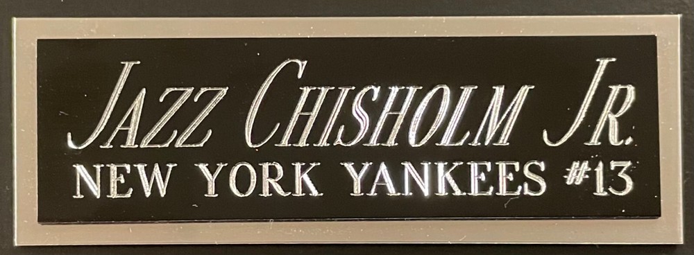 JAZZ CHISHOLM JR YANKEES NAMEPLATE AUTOGRAPHED Signed Baseball Display CUBE CASE