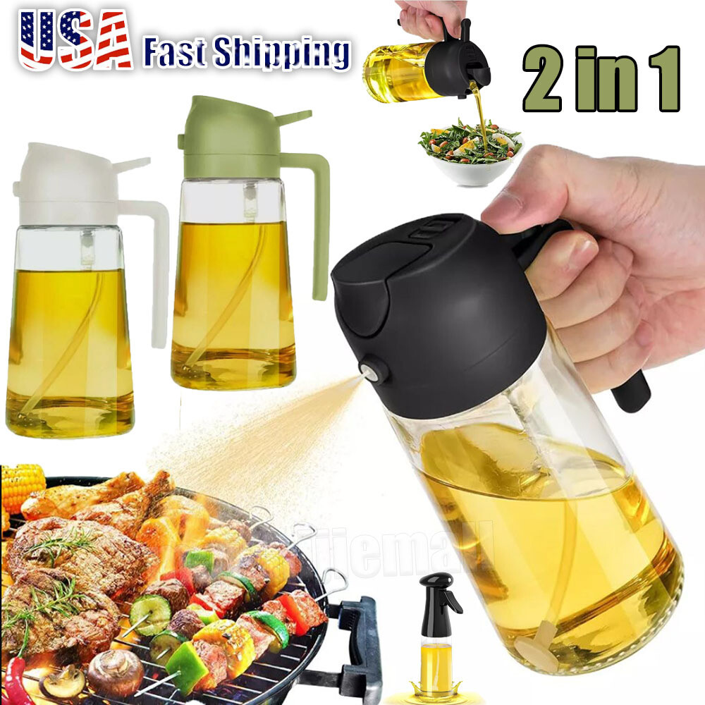 2-in-1 16Oz Oil Dispenser Bottle for Kitchen Olive Oil Dispenser and Oil Spray