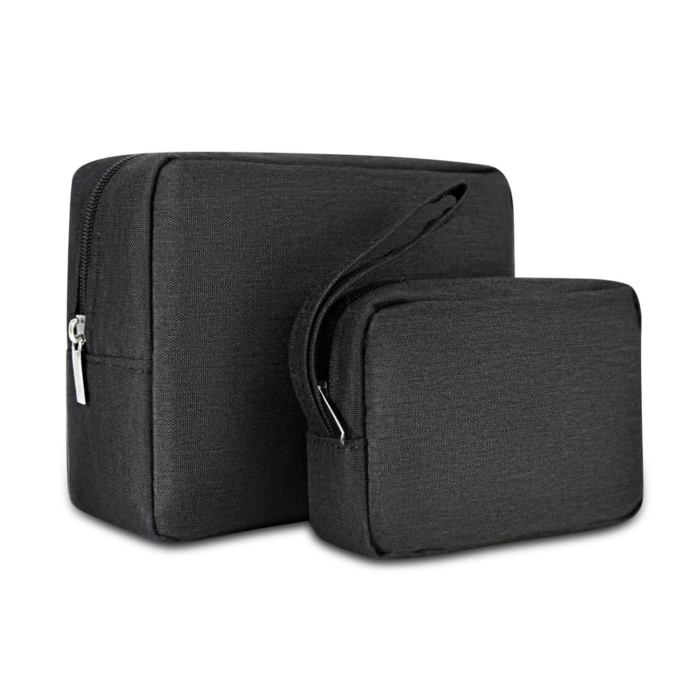 2 Pack Small Zippered Pouch for Electronics or Toiletries Travel Organizer