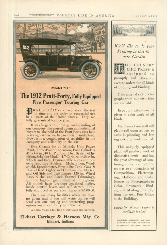 The 1912 Pratt Forty Model H Fully Equipped Touring Car ad 1912