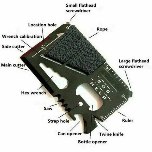 Credit Card Tool 14 in 1 Stainless Steel Multi Pocket Survival Camping Tools-image