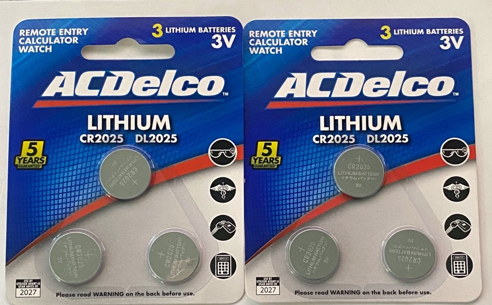 ACDelco CR2025 3V Lithium Coin Cell Battery Watch Electronics Button 6 count lot