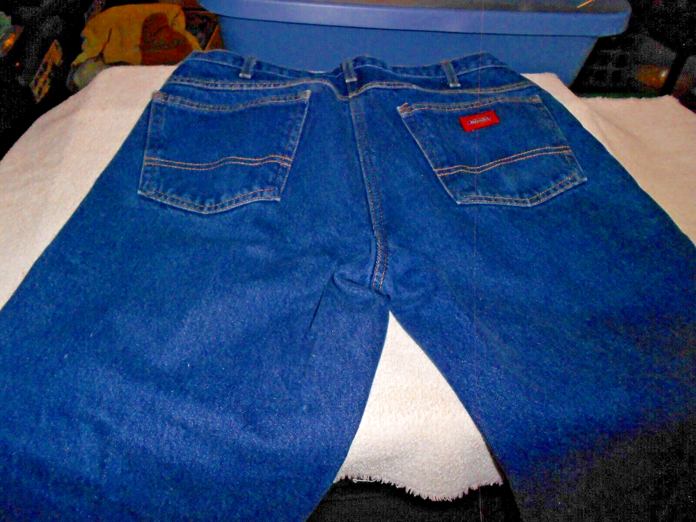 Mens DICKIES RELAXED FIT FLEECE LINED 5 Pocket blue denim jeans 34 x 32 (Actual)