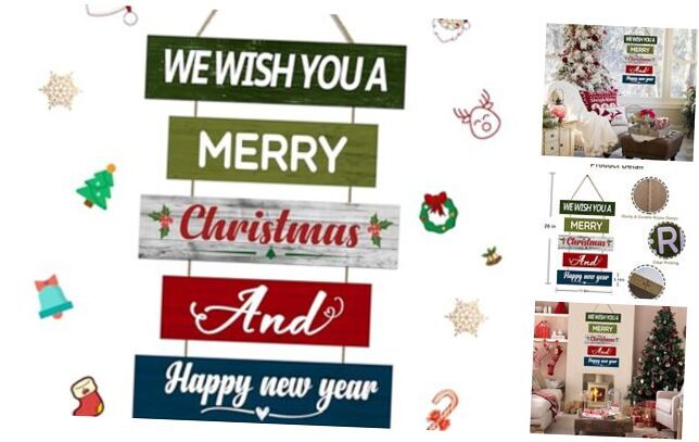 Christmas Wall Decor Hanging Sign Wooden Wall Decor Plaque Christmas Color