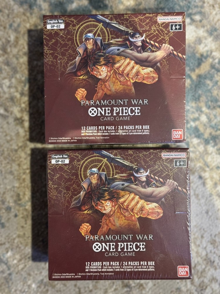 2 x One Piece Card Game OP-02 Paramount War Booster Box English - Factory Sealed