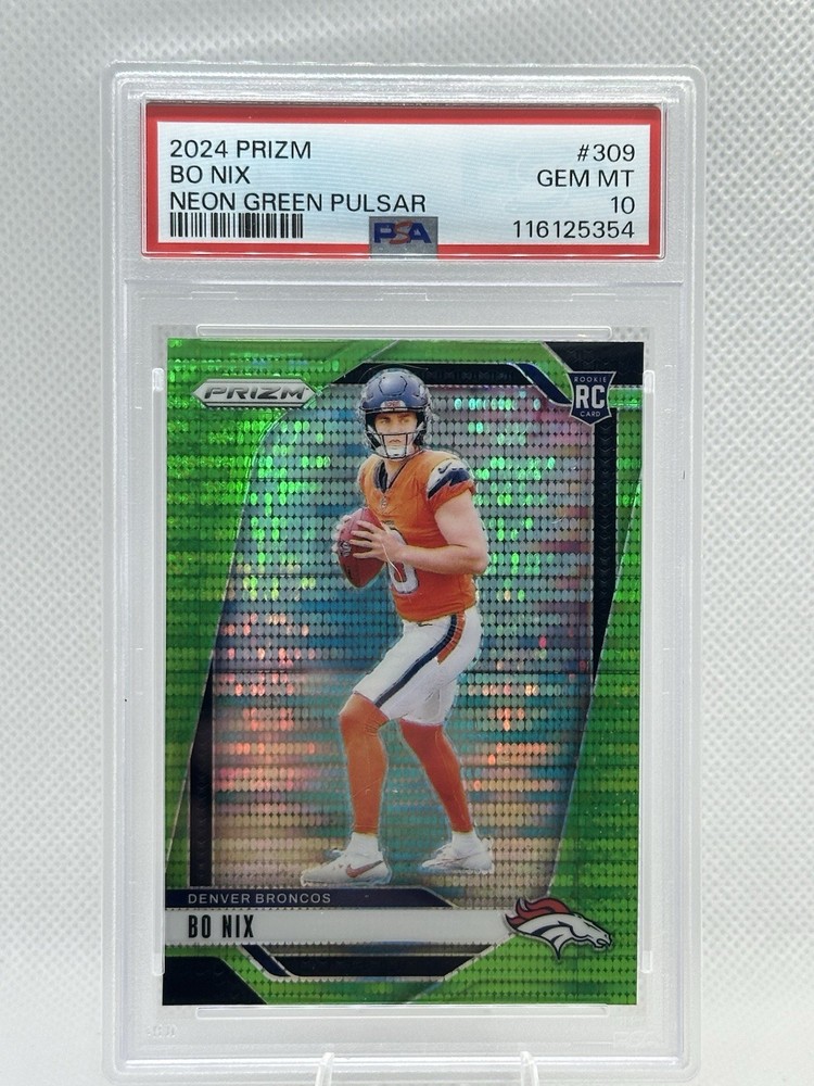 2024 Prizm Bo Nix Neon Green Pulsar RC PSA 10