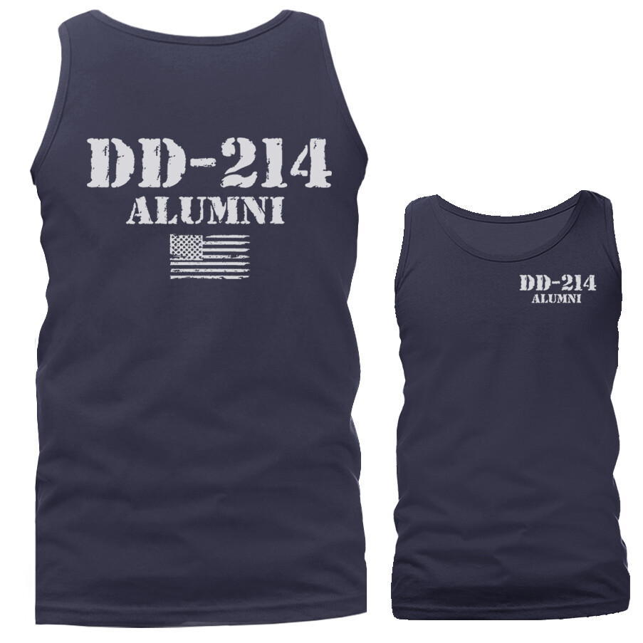DD214 Alumni Military Patriotic US Flag US Army Veteran Graphic Tank Top