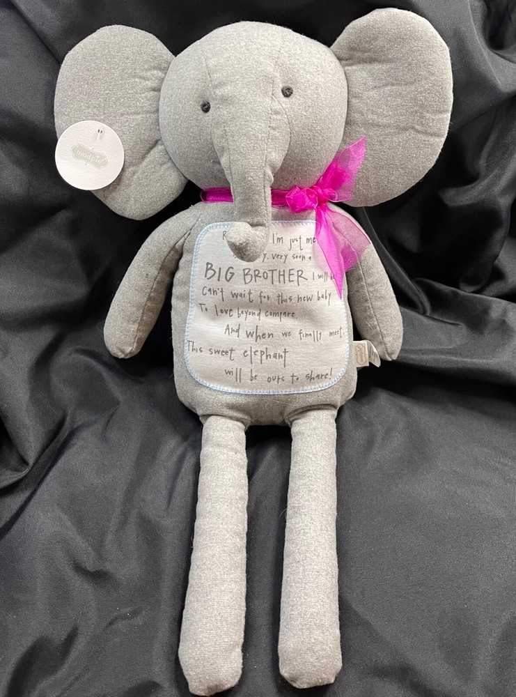 Mud Pie Elephant 20” Plush Big Brother To Be Gift NWT Promotes Sharing
