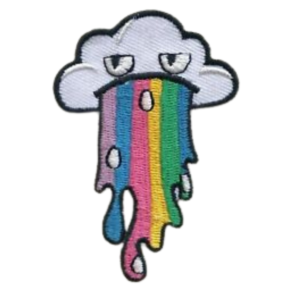 Barfing Rainbow Cloud Embroidered Iron-On or Sew-On Patch