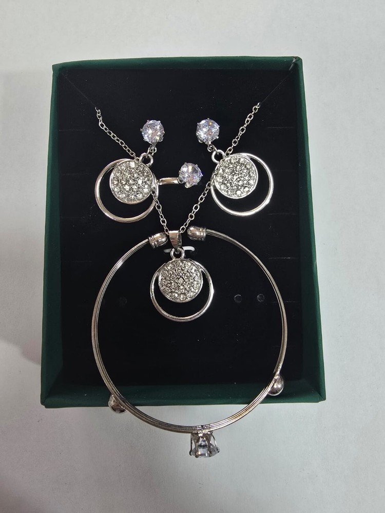 5-Piece Little Girls Jewelry Set with Rhinestone Earrings, Necklace, Ring & Bracelet  