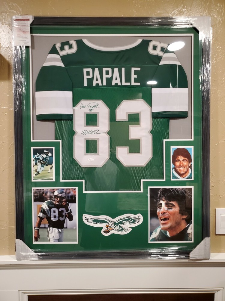 VINCE PAPALE AUTOGRAPHED FRAMED JERSEY. WITH INSCRIPTION INVINCIBLE  JSA COA-image