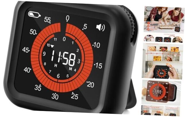 Digital Visual Timer Rechargeable 11H 59M Countdown with VA Display-image