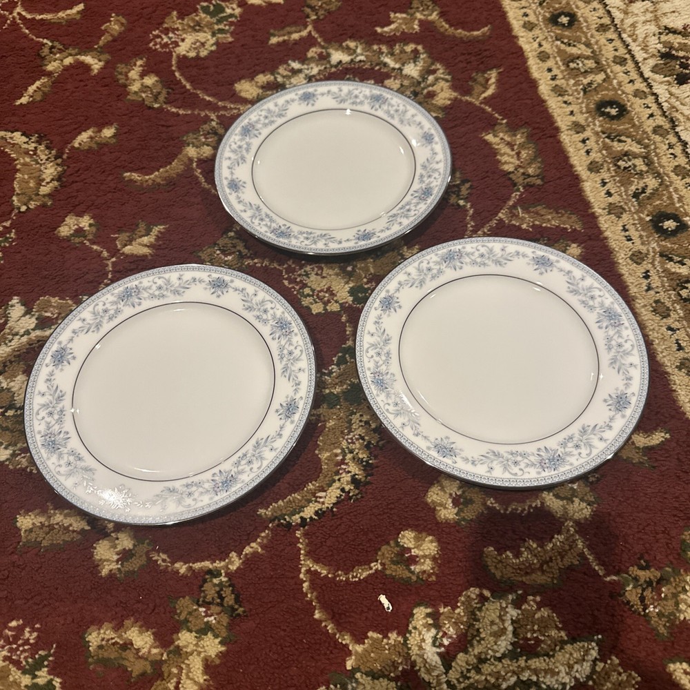 Lot of 3 Noritake Blue Hill Salad Plates 2482 Blue Flower - Pristine!!