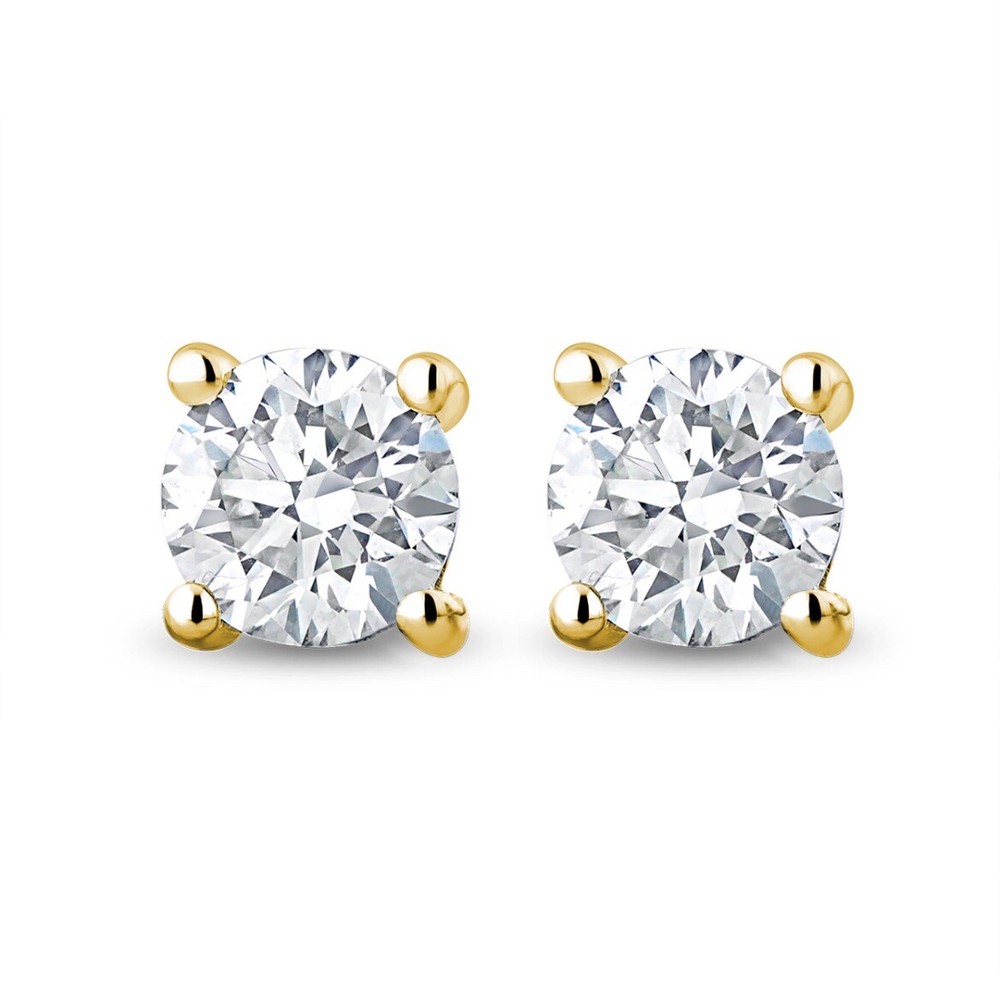 5MM Gold Diamond Solitaire Stud Earrings for Women