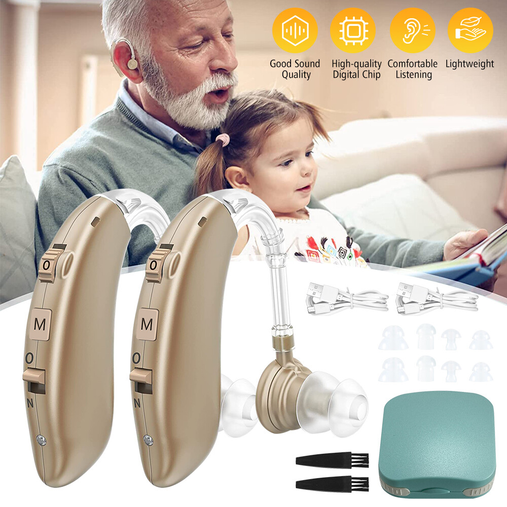 Rechargeable Invisible BTE Digital Hearing Aids for Severe Loss 1 Pair  