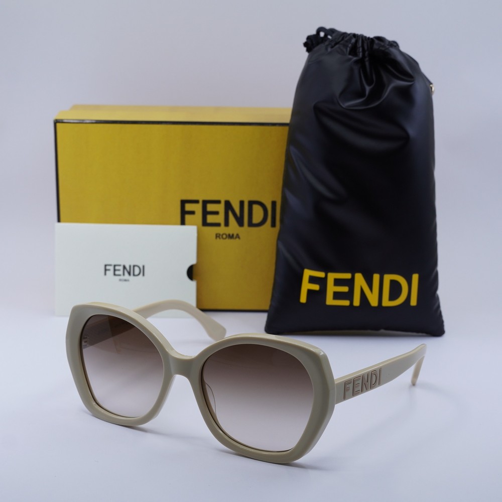 Fendi FE40112I 57F Shiny Beige Brown Gradient Sunglasses 57-18-135 Authentic