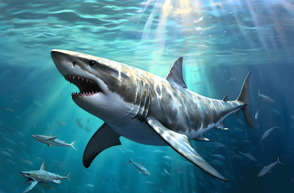 Sharks Deep Blue Sea Canvas Art -Home Decor Wall Art Print Poster Painting Pictu