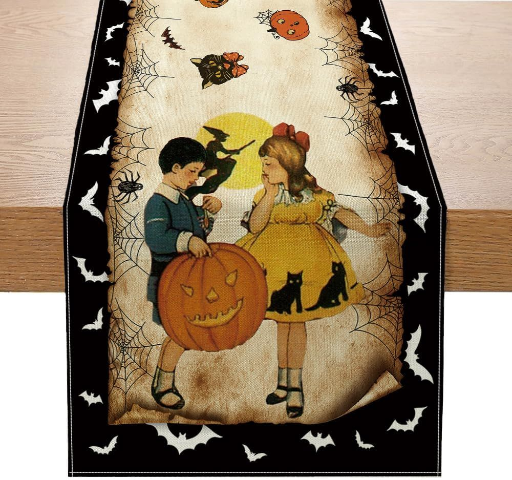 Thanksgiving Vintage Table Runner Fall Pumpkins 72 inch x 13