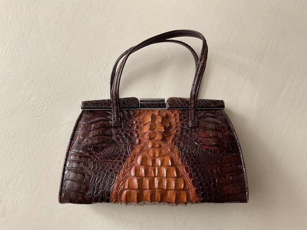 Vintage Real Crocodile -Alligator Handbag -Purse -Hornback Gorgeous Colors RARE
