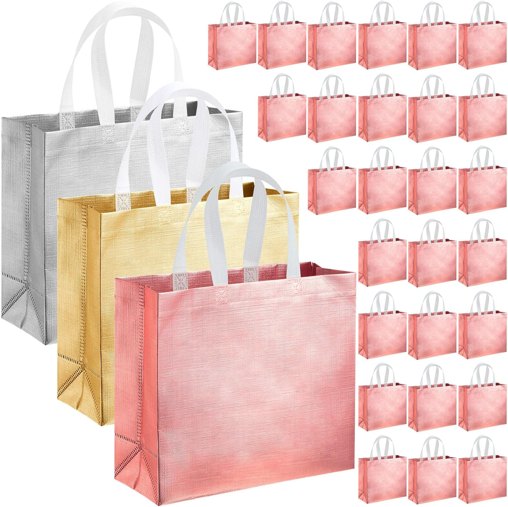 60 Pcs Reusable Gift Tote Bags Grocery Shopping Bag with Handles Thank You Gift