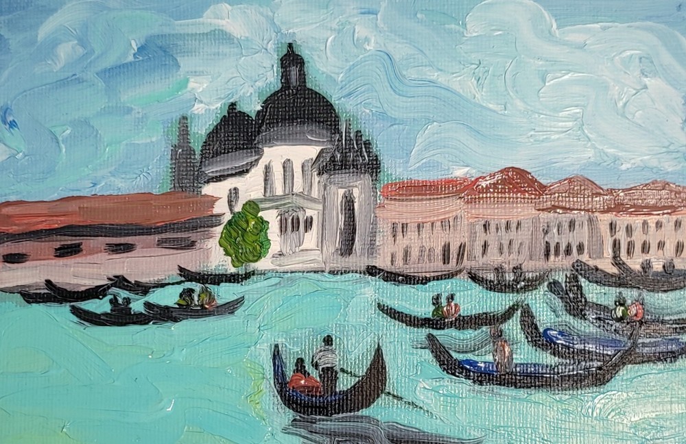 Venice Italy Original Oil Painting 6''x4'' 10x15cm Miniature Artwork